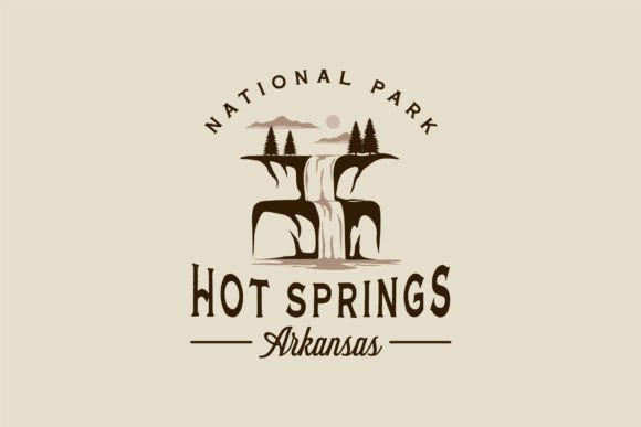 Arkansas Hot Springs Logo Vector Vintage Graphics