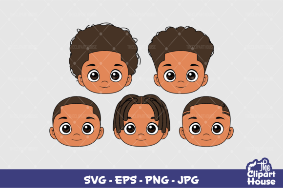 Black Boy Face 4 Graphics for Crafts and Editorial Use