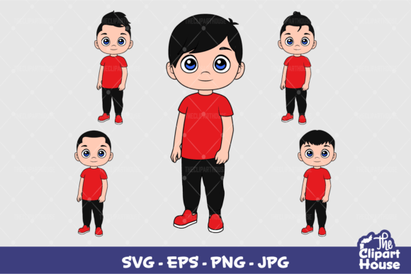Black Hair Boy Casual Graphics for Crafts