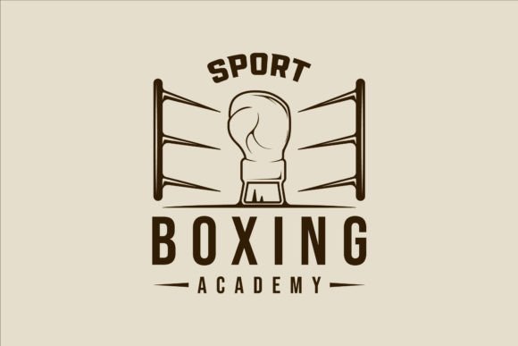Boxing Logo Vector Line Art Vintage for Graphics and Logos