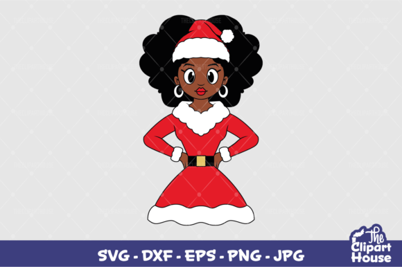 Christmas Cartoony Afro Woman Graphics for Crafts
