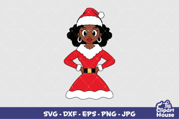 Christmas Cartoony Afro Woman Graphics for Crafts