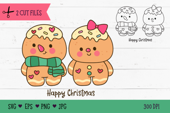 Christmas Gingerbread SVG Kawaii Clipart for Graphics and Crafts