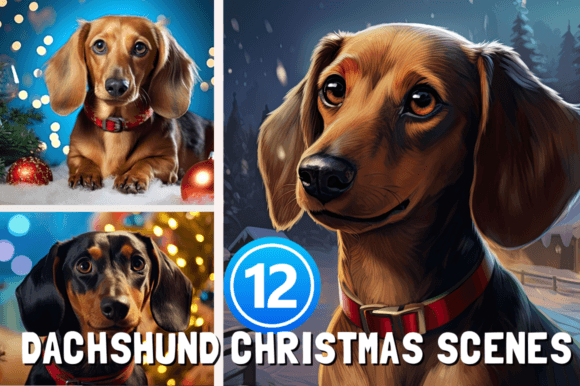 Dachshund Christmas Scenes Graphics