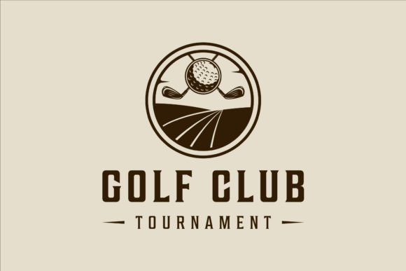 Golf Course Logo Vector Vintage Design Graphics