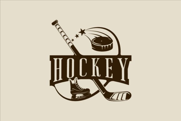 Ice Hockey Logo Vector Vintage Design