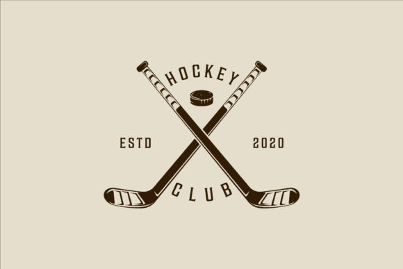 Ice Hockey Stick and Puck Logo Graphics for Crafting