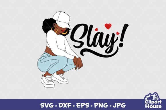 Kneeling Black Woman Slay Graphics for Crafts
