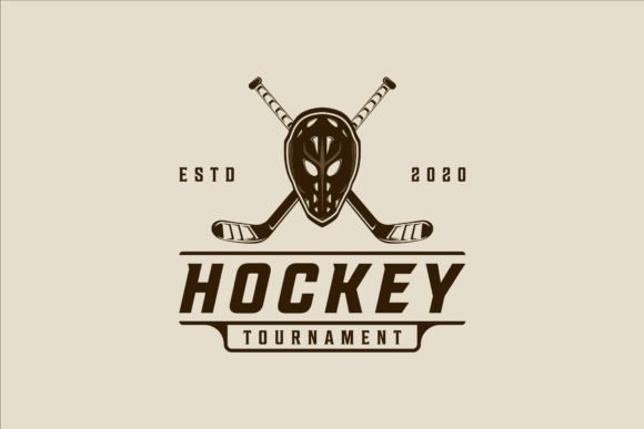 Mask and Stick Ice Hockey Logo Vector Graphics