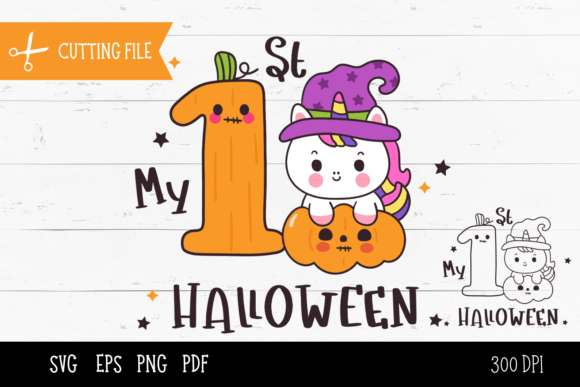 My First Halloween with Cute Unicorn Graphics