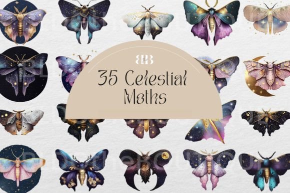 Mystic Celestial Moth Graphics for Branding