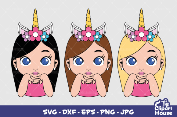 Unicorn Girl Graphics for Crafts
